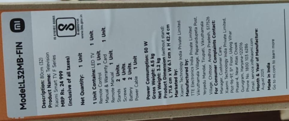 Xiaomi 32 Inches Fire TV